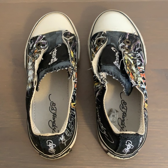 Ed Hardy Canvas Tattoo Shoes - Boy’s Size 1 - Picture 7 of 8
